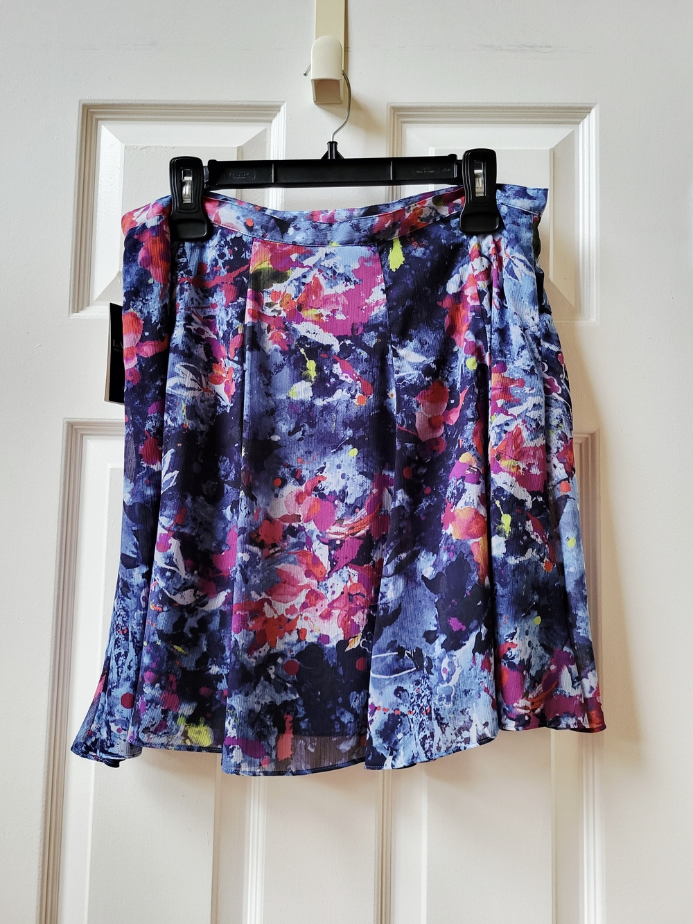 Lauren Ralph Lauren Blue Floral Print Crinkle Georgette Miniskirt Size 14P